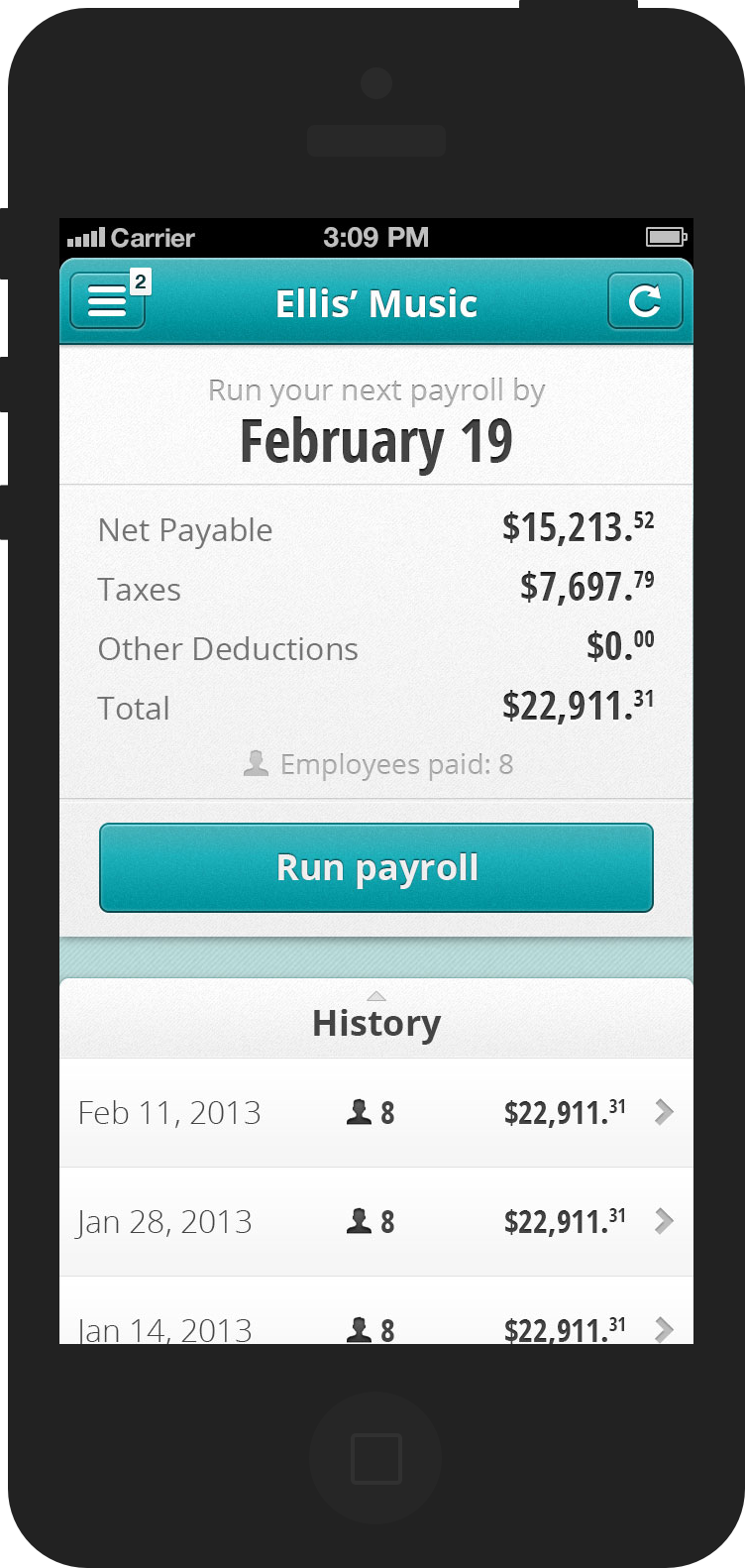 Payroll by Wave - Home view