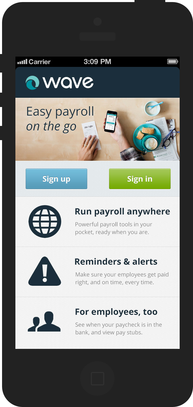 Payroll by Wave - Welcome view