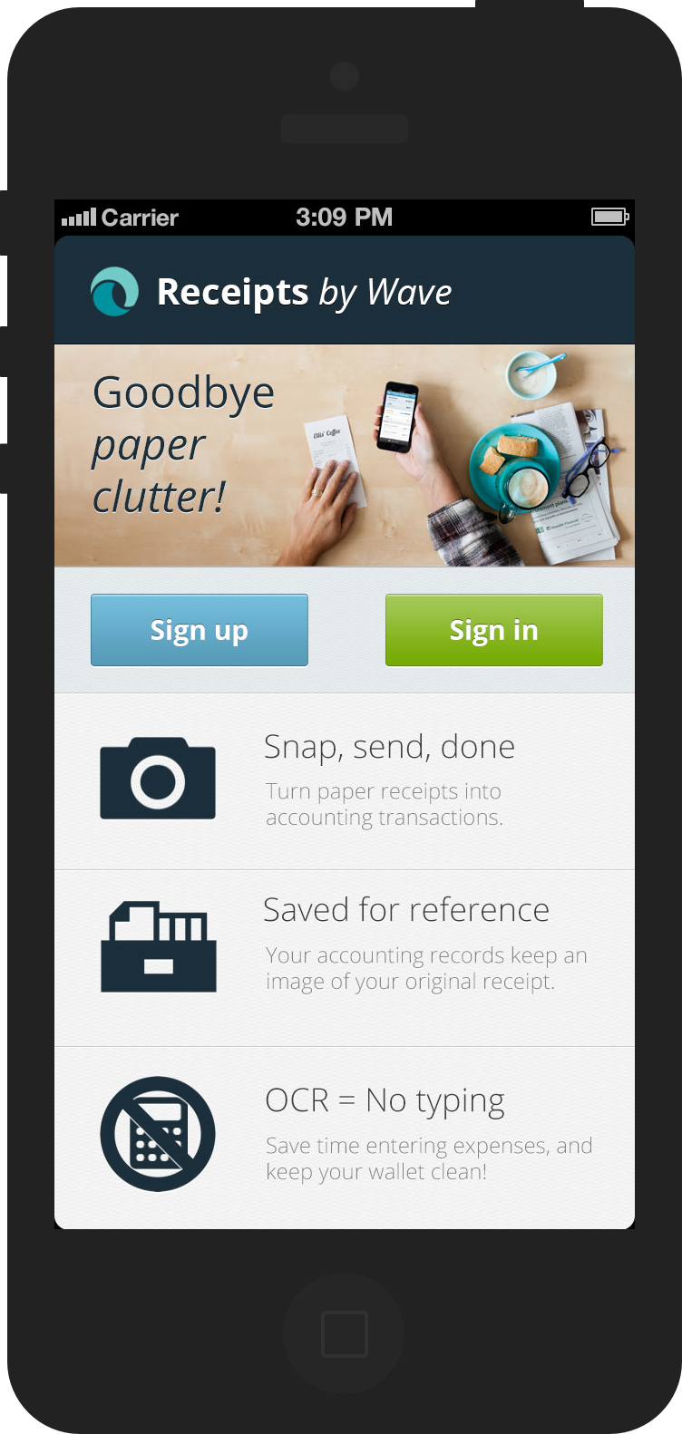 Receipts by Wave - Welcome view